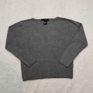 Central Park West Cotton Gray Long Sleeve Crew Neck Sweater Size M
